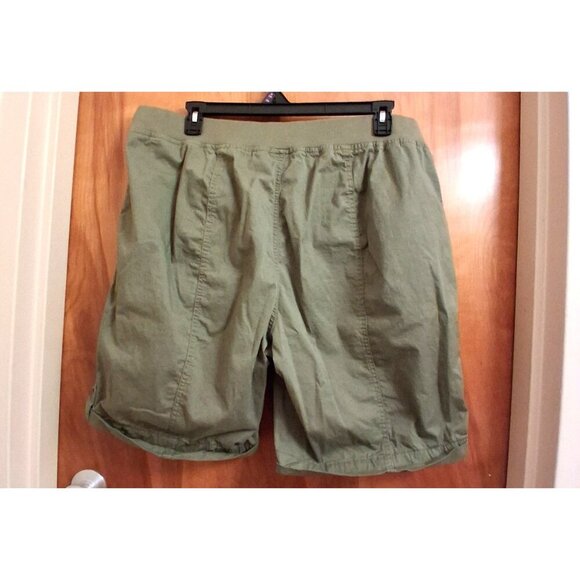 Catherines Cargo Shorts Women 1X Cotton Pull On Black Elastic Waist Pockets cuff - Picture 4 of 7